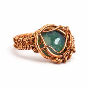Handwoven Copper Crystal Ring – Goddess Kreationz 888