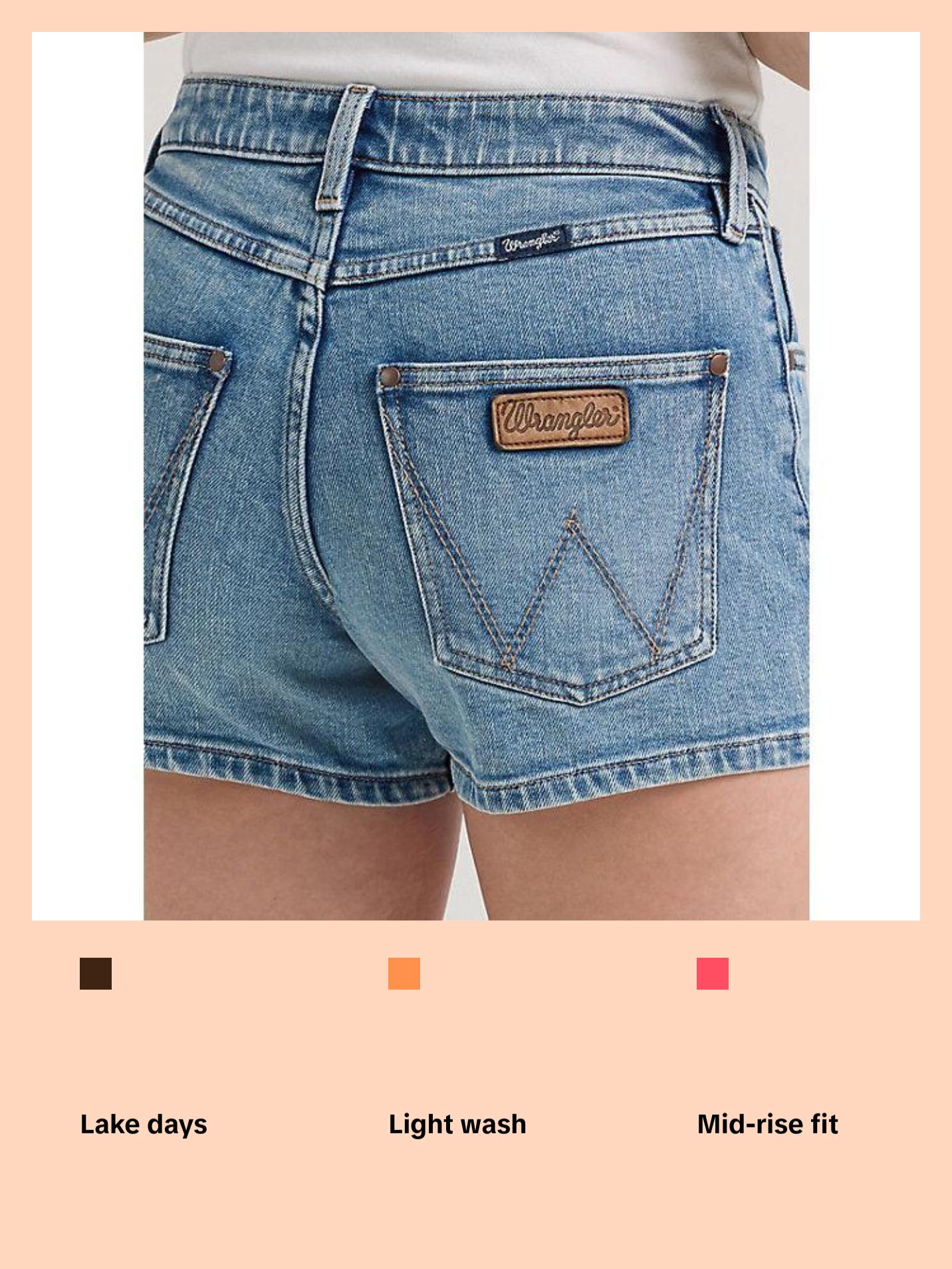 Wrangler Women's Ainsley Lake Flex Denim Shorts - Light Wash, Mid-Waist, Regular Fit Cotton-Elastane Blend Lady Basic Bottom, 3.5" Inseam, Stitched Pockets, 5% T-400, Medium Stretch, for Summer Concerts, Days by the Lake, Multi-Size