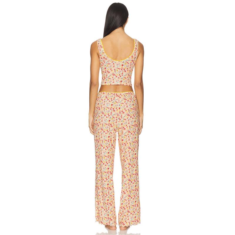 Free People x Intimately Fresh In Love Lounge Set in Pink Chalk Combo