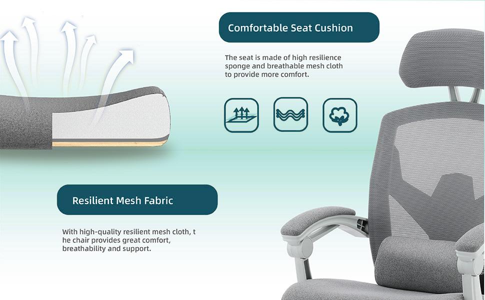 Sweet Furniture S -  Ergonomic Office High Back Computer Chair, Reclining Office Chair with Foot Rest,