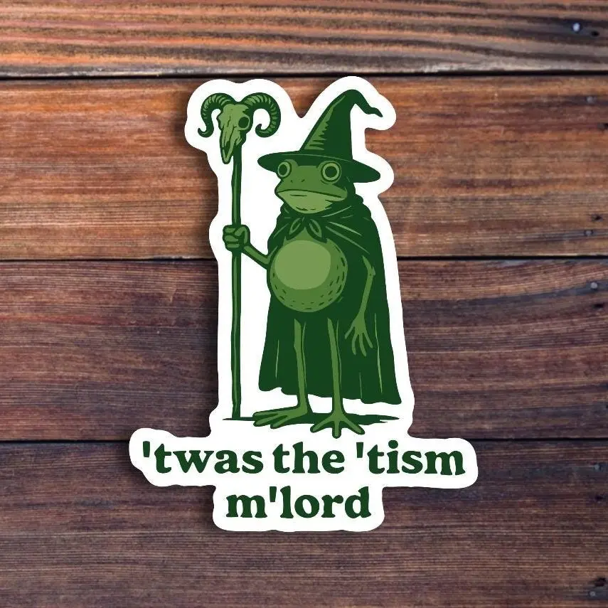 Twas The Tism Frog Wizard Sticker, Funny Neurodiversity Meme, Magic Wizard Frog, Weirdcore Style Vinyl Decal