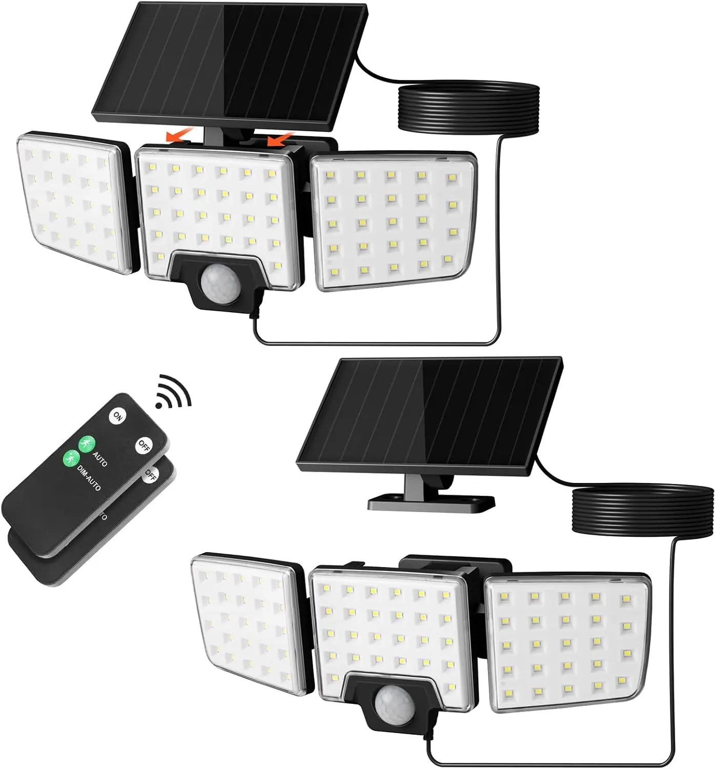 Lepro Solar Security Lights Outdoor Motion Sensor, 2 in 1 Separated and Integrated Remote Control IP65 Waterproof Solar Lights with 2 Light Modes, 3 Heads Floodlight for Garden Yard Garage, Solar Outdoor Lights, 1000 Lm