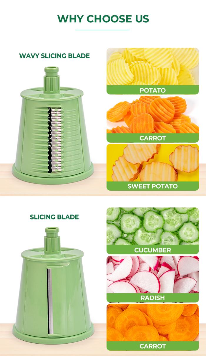 SUSTEAS Rotary Cheese Grater with 6 Replaceable Blades, 18/10 Stainless Steel, BPA Free, Food-Grade Materials Vegetable Cutting Slicer Kitchen Shredder Kitchen Gadgets Utensils