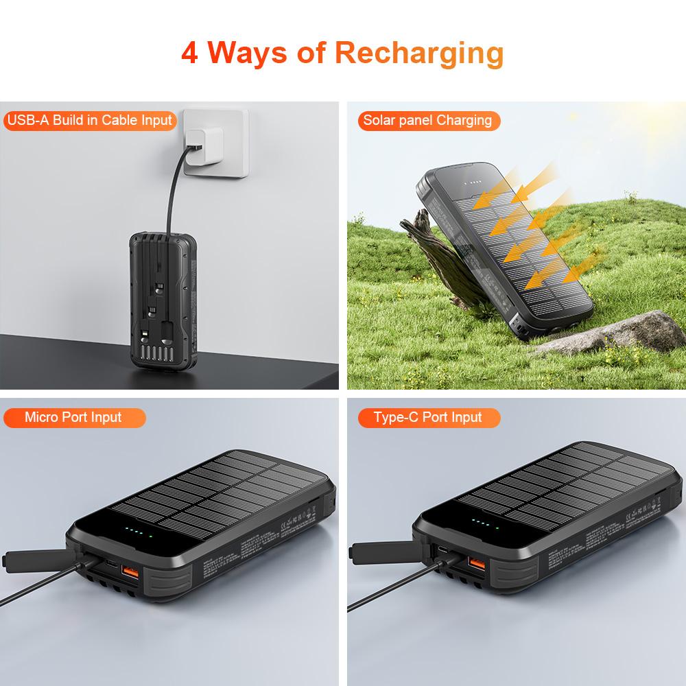 Portable 40000mAh Solar Power Bank with Built-in Flashlight 4