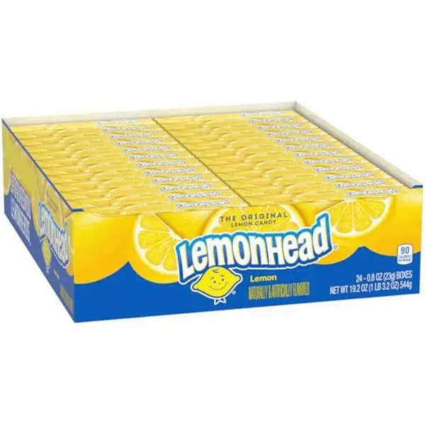 Lemonhead Hard Lemon Candy, Tangy & Sweet, 0.8 oz Boxes, 24 Ct