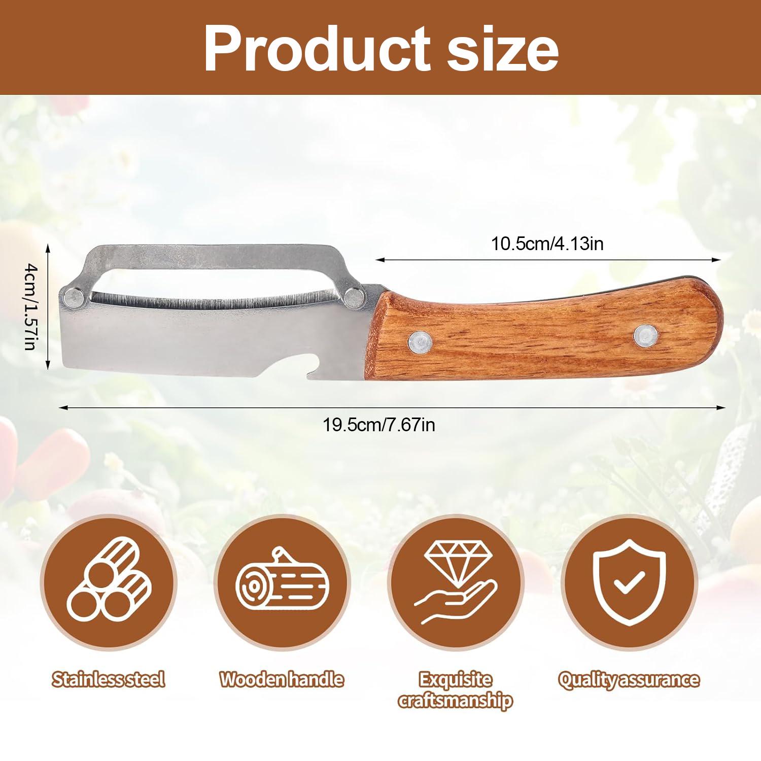 2-in-1 Vegetable & Fruit Peeler with Stainless Steel Blade and Bottle Opener, Ergonomic Wooden Handle, Wooden Handle Kitchen Tool for Potatoes, Apples, Zucchini, Papaya & Pumpkin