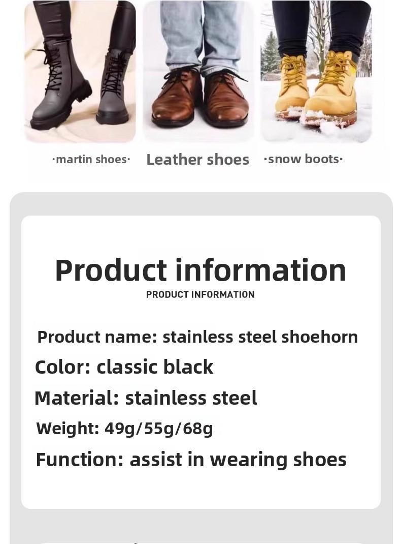 Metal Sprayed Shoe Horn |     Portable No-Bending Shoe Helper for Mobility Impaired