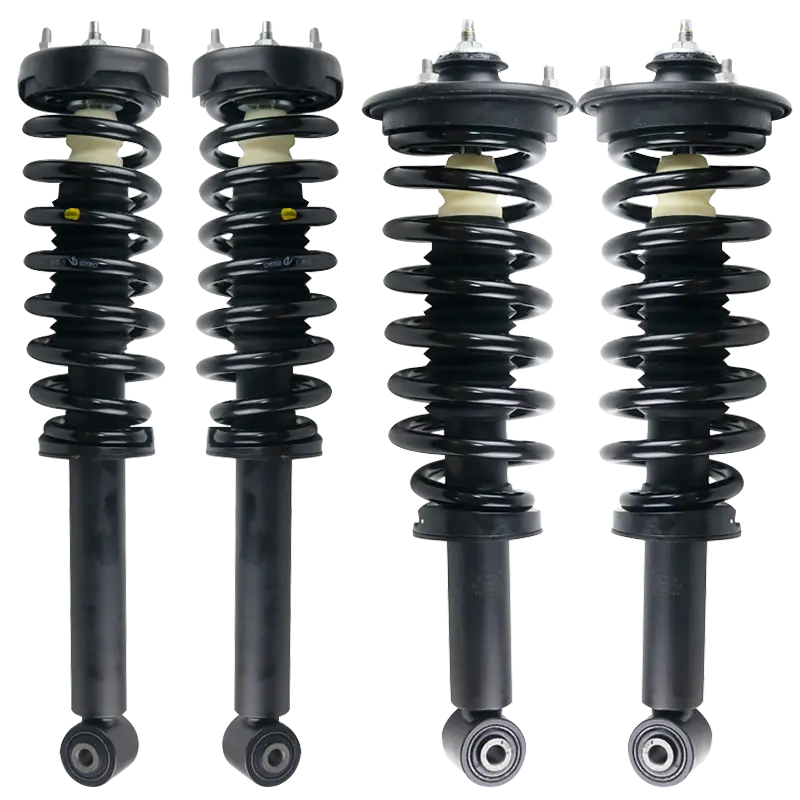 Air Bag to Coil Spring Suspension Conversion Kit - 4x Complete Pre-Assembled Standard Struts, Shock Absorber Replacements for 2004-2009 Land Rover LR3 SUVs, 4X Complete Struts