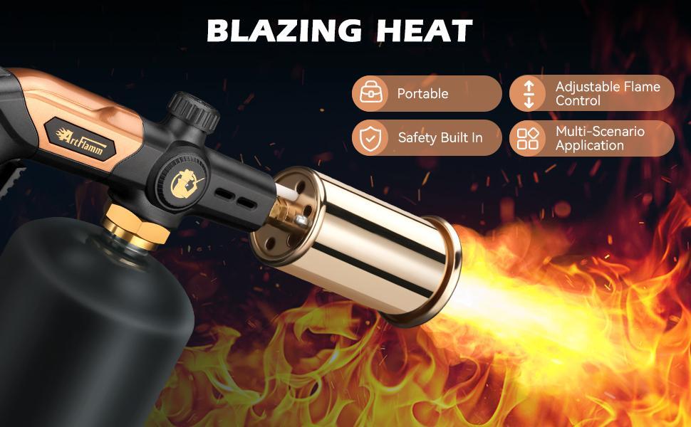 Powerful Propane Torch(Propane Tank Not Included),With One-Touch Max Fire Button and Safety Lock, Adjustable Blow Torch for Sous Vide Searing Steak, BBQ,Fireplace,Charcoal Wood,Excellent Gift for New Year Powerful Propane Torch(Propane Tank Not Included),With One-Touch Max Fire Button and Safety Lock, Adjustable Blow Torch for Sous Vide Searing Steak, BBQ,Fireplace,Charcoal Wood,Excellent Gift for New Year