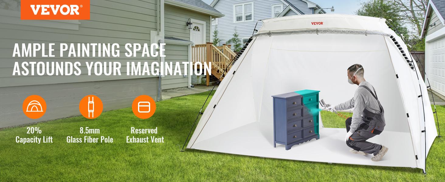 VEVOR Portable Paint Booth, TikTokShopBlackFriday, Larger Spray Paint Tent with Built-in Floor & Mesh Screen, Painting Tent Station for Furniture DIY Hobby Tool, 10x7x6ft Spray Paint Shelter VEVOR Portable Paint Booth, TikTokShopBlackFriday, Larger Spray Paint Tent with Built-in Floor & Mesh Screen, Painting Tent Station for Furniture DIY Hobby Tool, 10x7x6ft Spray Paint Shelter