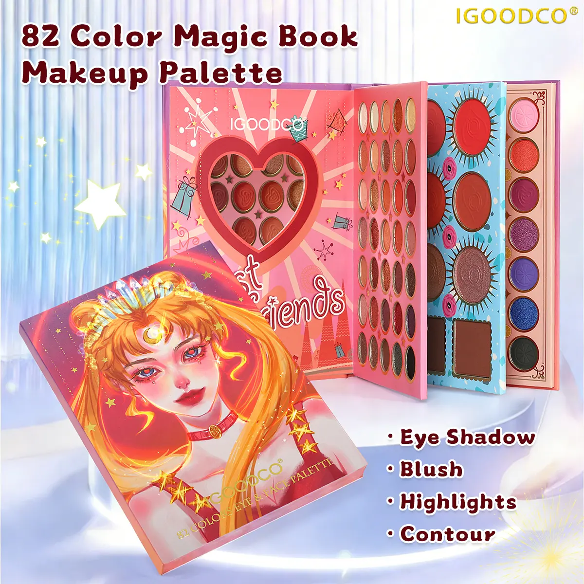 Igoodco 82-Color Shiny & Matte Colored Eyeshadow Palette with Highlighter, Multi-Function Makeup Kit Set, Cosmetic Beauty Product Including Eyeshadow Brush, Colored Eyeshadow Eyeshadow