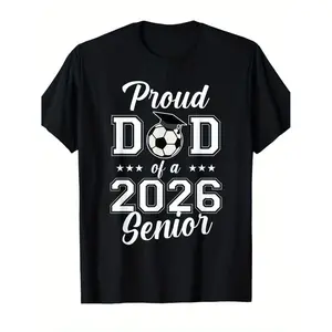 Men's Proud Dad of a 2026 Soccer Graduate T-Shirt - Retro Short Sleeve Tee with Funny Soccer & Goalkeeper Print - Class of 2026 Gift for Senior Year Parents - Comfortable Casual Wear