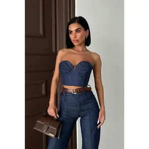 Denim Bustier Top