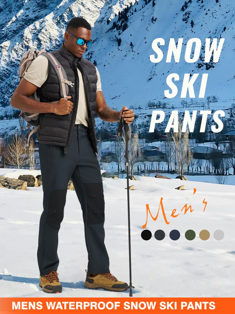GOPUNE Men's Waterproof Fleece Lined Winter Insulated Outdoor Snowboard Hiking Trousers Snow Ski Pants with Zipper Bottom Leg