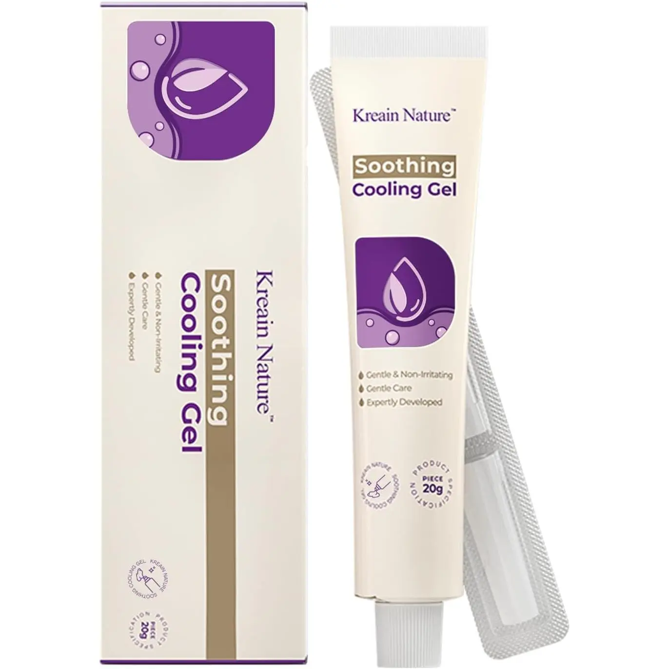 Cooling Gel, Skin Soothing Gel for Men & Women, Natural Herbal Care Gel with Applicators, Gentle Moisturizing & Comfort for Sensitive Skin, Daily Maintenance, 0.7 Oz Tube, Pack of 1