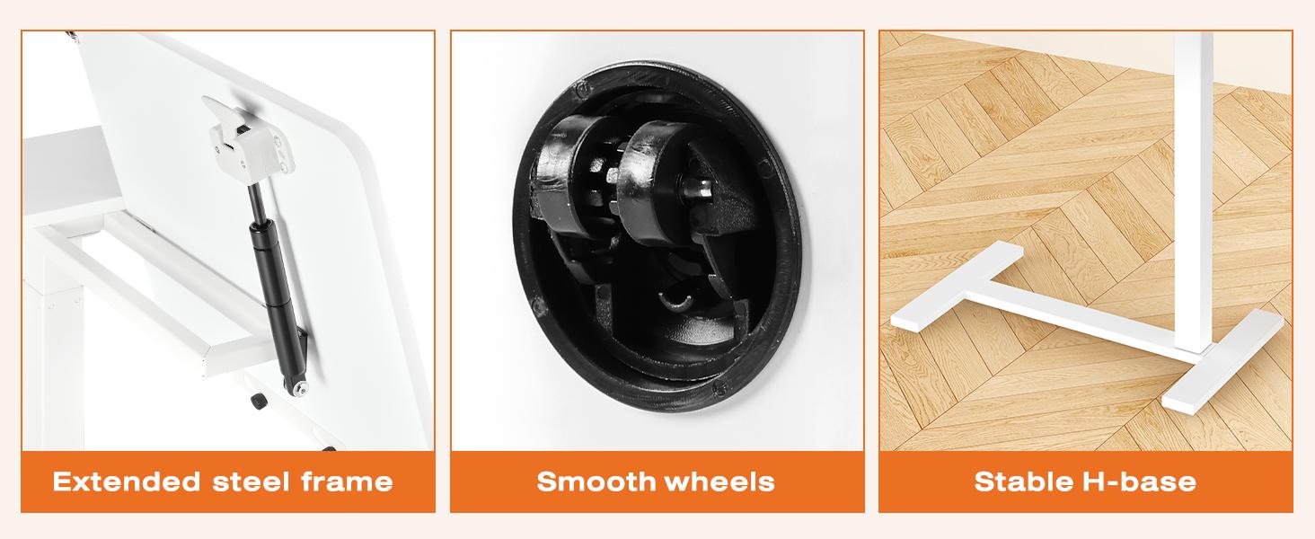 【Deal】Overbed Bedside Table with Wheels, Mobile Standing Stand Up Rolling Laptop PC, Adjustable Height Tray, Side Computer Workstation for Home Use