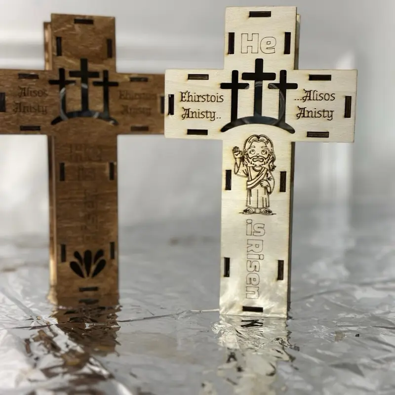 Handmade Wooden Easter Cross – He Is Risen