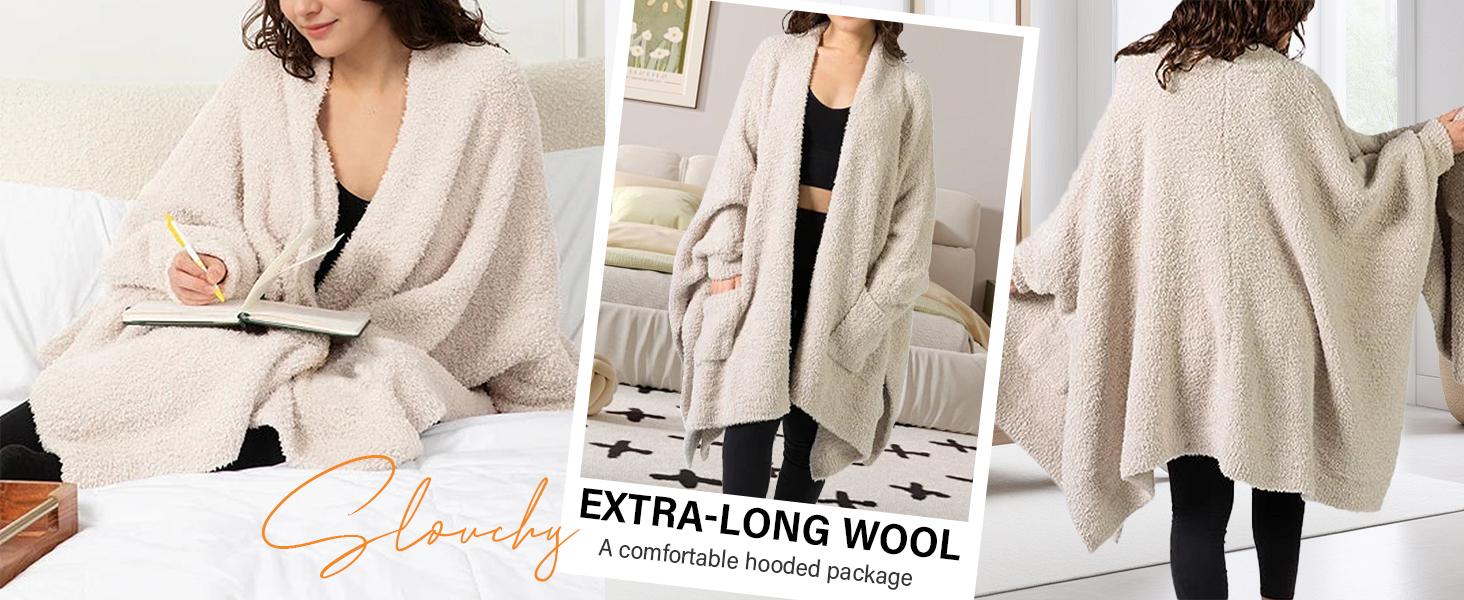 Hixiaohe Wearable Blanket Sherpa Poncho Unique Office Work Warm Cozy Shawl TV Throw Blankets, Plush Cape Wrap for Adults SpringStatements