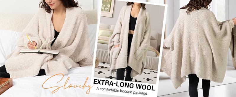 Hixiaohe Wearable Blanket Sherpa Poncho Unique Office Work Warm Cozy Shawl TV Throw Blankets, Plush Cape Wrap for Adults Hixiaohe Wearable Blanket Sherpa Poncho Unique Office Work Warm Cozy Shawl TV Throw Blankets, Plush Cape Wrap for Adults