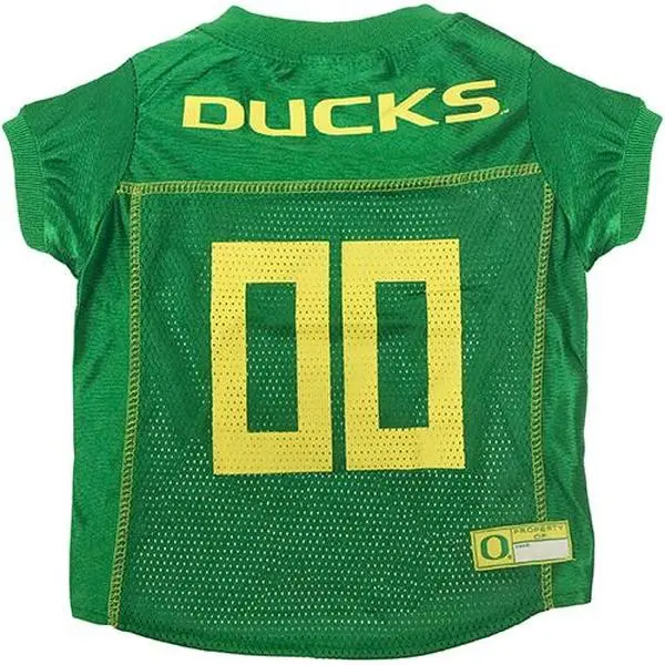 Pets First NCAA OREGON Mesh Jersey - Green with Yellow Numbering, Short Sleeve, Casual Style for Pets