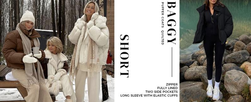 Polu Women's Puffer Jackets Oversized Long Sleeve Winter Zipper Coat Warm Quilted Jackets with Pockets