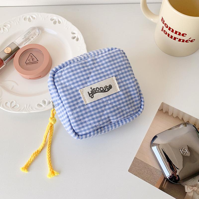 Plaid Pattern Makeup Bag,Portable Cosmetic Storage Bag with Zipper,Versatile Makeup Organizer Pouch for Travel & Daily Used, Makeup Brushes Organizer,Gifts For Women