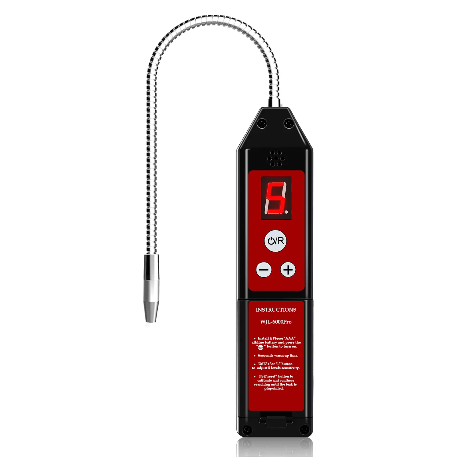 Aprvtio WJL-6000PRO High-Sensitivity 7.9 in Portable Refrigerant Leak Detector Tool, Durable & Oil-Resistant Freon Gas Sniffer with LCD Screen, Batteries for HVAC - Detects R22,R410A,R134A,R1234YF,CFCs,HCFCs,HFCs, Audible Visual Alarm (No UV Light), Porta