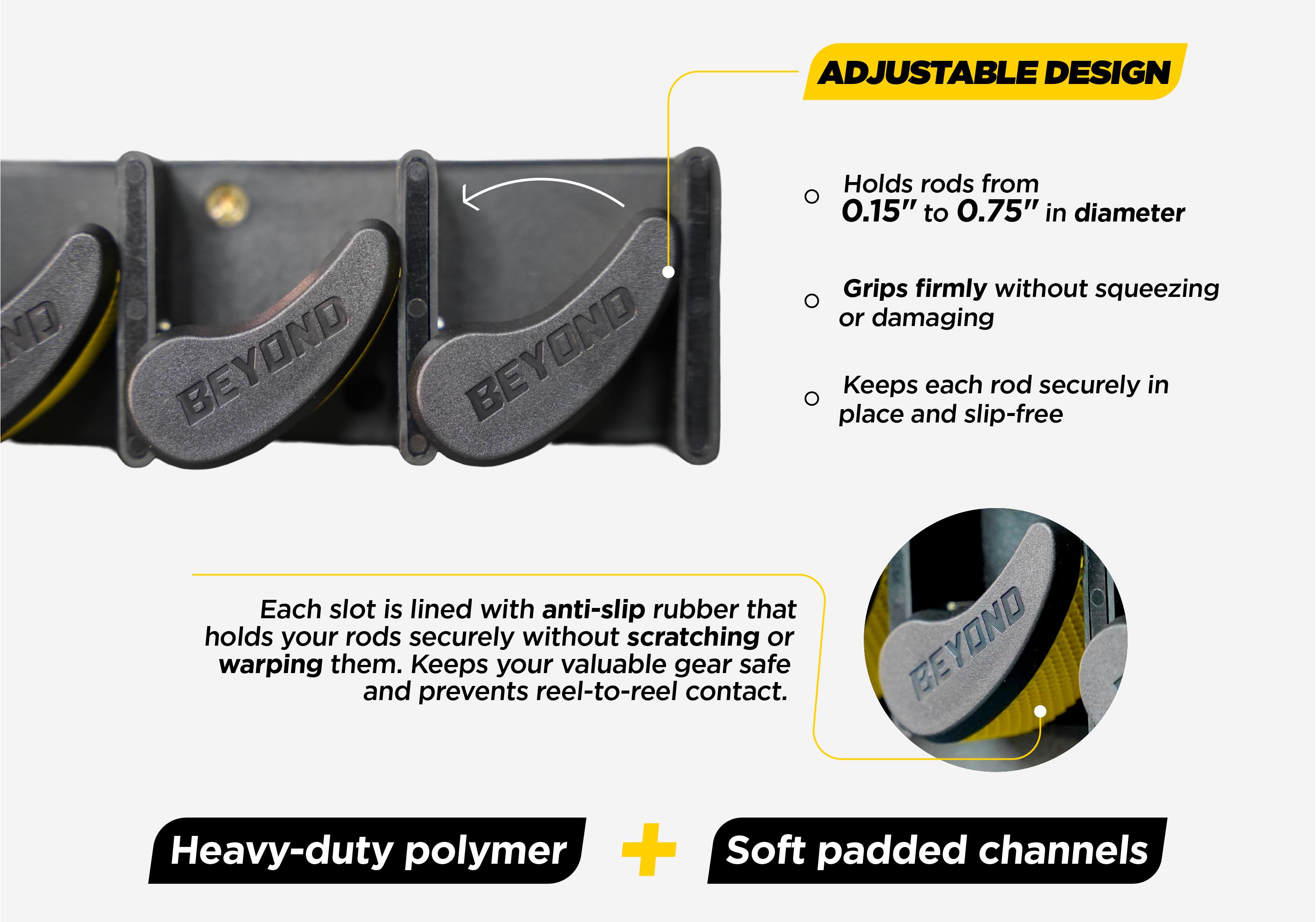 Beyond Fishing GripLock Vertical Fishing Rod Rack – Wall-Mounted Fishing Rod Holder for Garage – Stores Up to 9 Rods or Combos –Space-Saving Durable Fishing Rod Holders for Serious Anglers Beyond Fishing GripLock Vertical Fishing Rod Rack – Wall-Mounted Fishing Rod Holder for Garage – Stores Up to 9 Rods or Combos –Space-Saving Durable Fishing Rod Holders for Serious Anglers