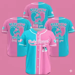 Personalized Baby Reveal Baseball Jersey, Gender Reveal Jersey, Blue or Pink Baseball Jersey, Team Boy Team Girl , Reveal Party Outfit
