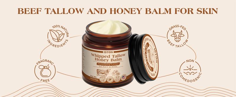 ISTON 4 oz - Handcrafted, all-natural shea butter and honey lip balm, unscented, with grass-fed shea butter and raw honey, suitable for all skin types, brightens and moisturizes,Smooth Skin - Handmade All-Natural Moisturizer,Christmas gifts,New Year's