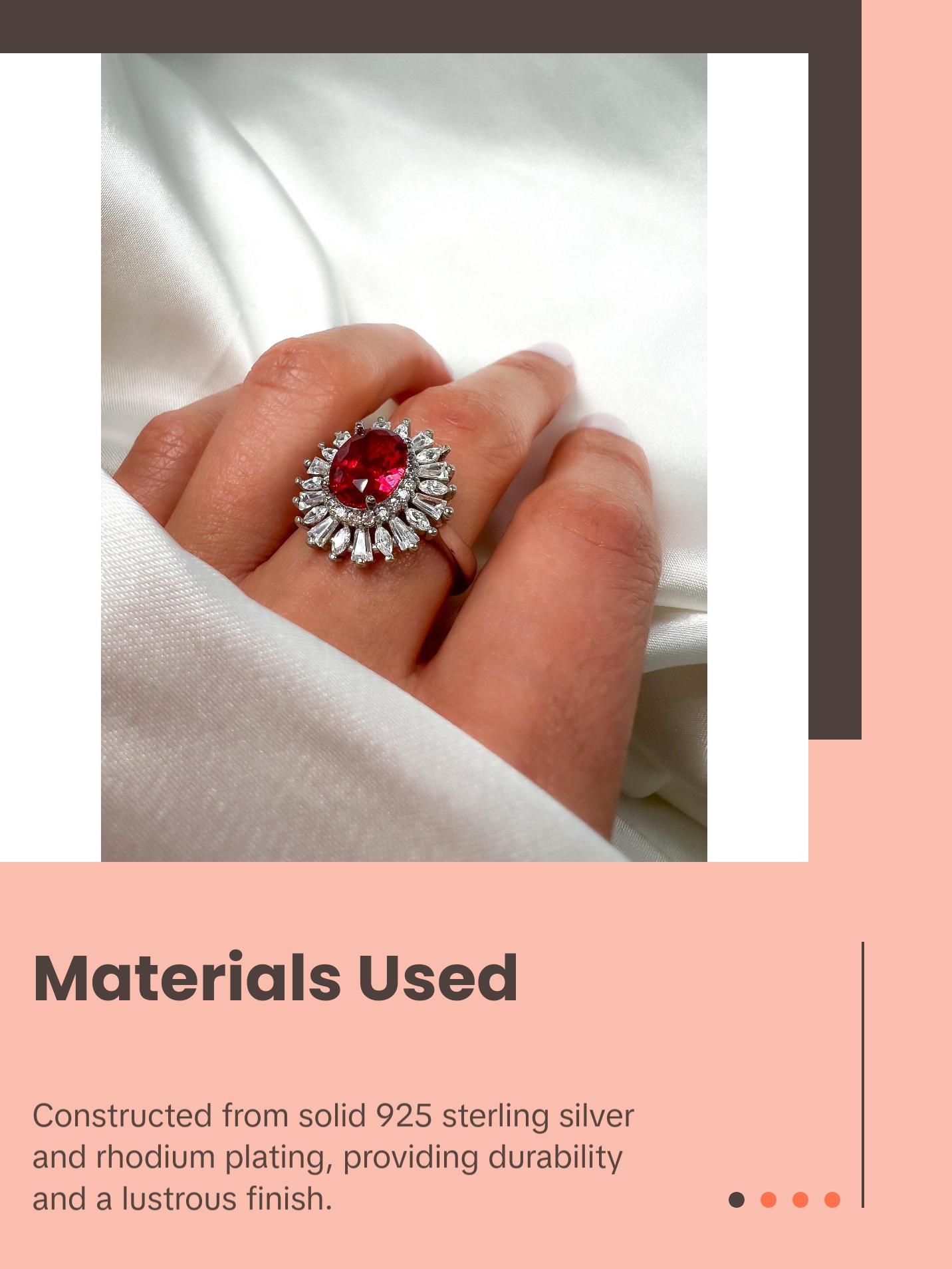 2Ct Oval Cut Ruby Sterling Silver Halo Ring, Size 6.5