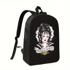 Vampy Strange & Unusual Gothic Anime Backpack - Vampire Makeup Design with Black Background, Lightweight School Bag with Adjustable Shoulder Straps & Zipper Closure for College, Library, Travel - Unisex Backpack for &, College Carryall, Casual Trendsetter