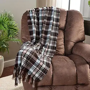 Jeffrey Banks Cozy Plaid Woven Throw