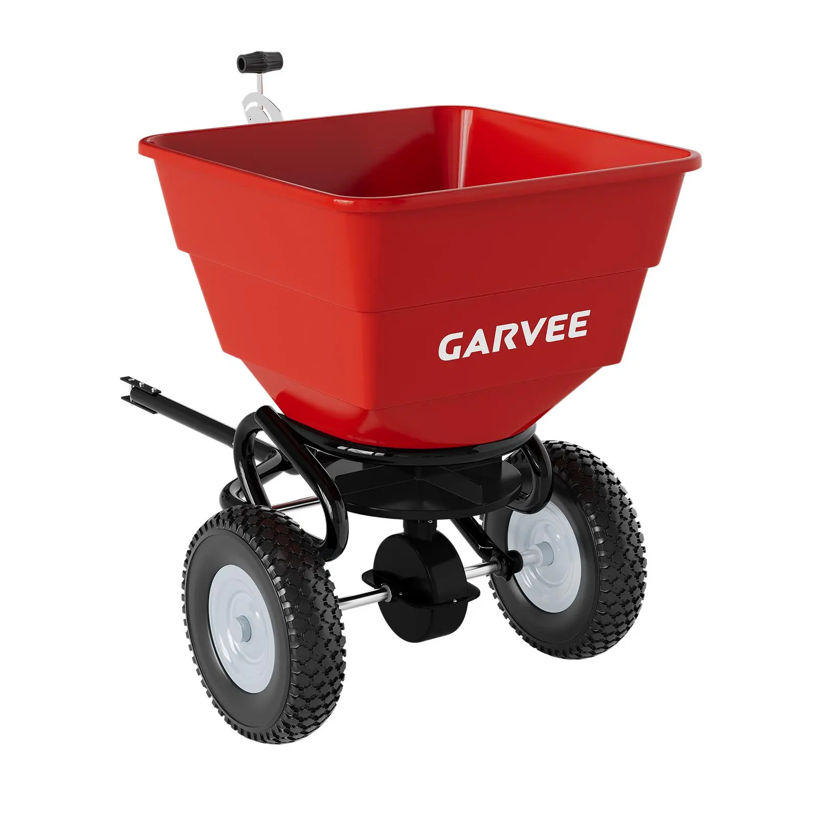 Heavy Duty Tow-Behind Broadcast Spreader, 130 Lbs Large Capacity Lawn Garden Spreader, 10 Inch Pneumatic Tires, Adjustable Seed Stream Control, Multi-Purpose for Fertilizer Seed Salt Ice Melt, Black Orange