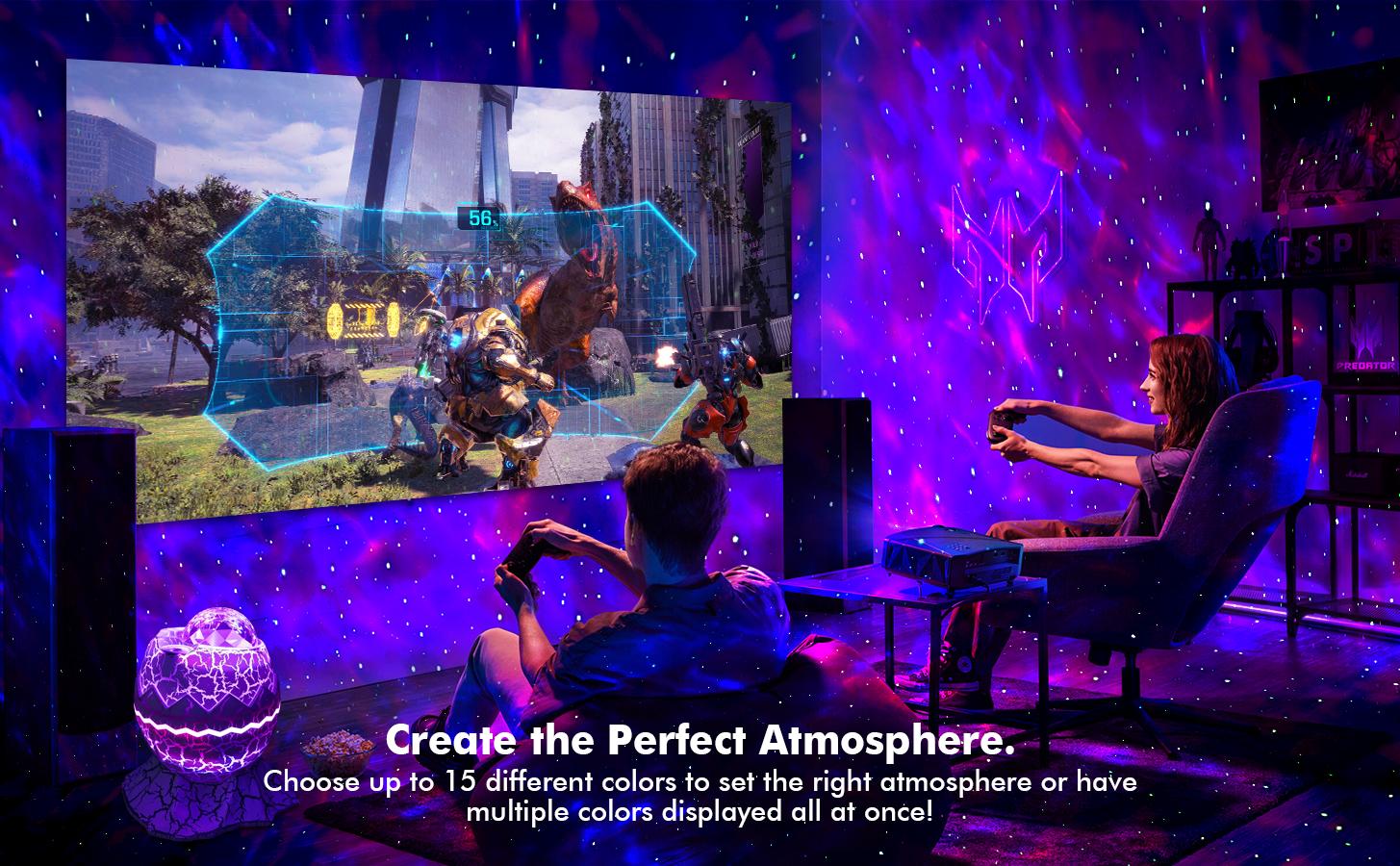 Rossetta Galaxy Projector,APP Control Ceiling LED Lamp with Bluetooth Speaker and White Noise, Night Light for Kids Adults Home Theater, Home decor