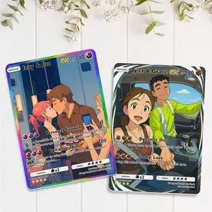Custom Couple Pokemon Card, Personalized Anniversary Trading Card, Anime Couple Poke Art Card, Love Art Card, Wedding Gift, Perfect Anniversary Gift for Him