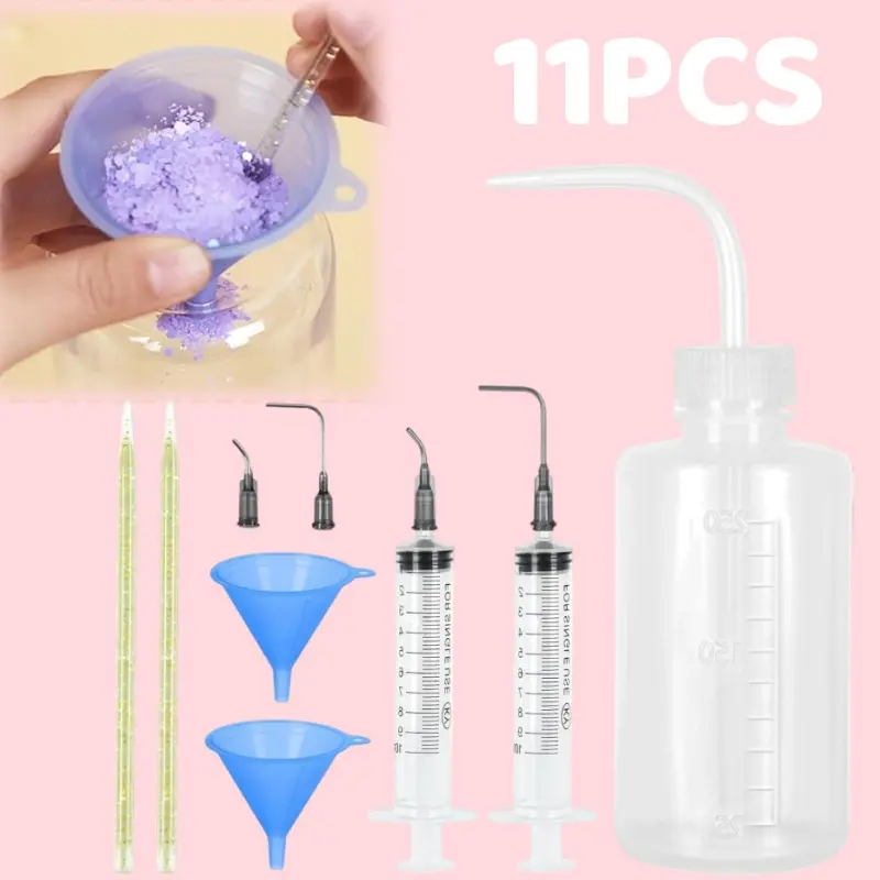 11PCS Snow Globe Tumbler DIY Kits for 250ml/8.45oz Glitter Double Wall Plastic Cups & Bottles, Beginner-Friendly Tools with Large Funnel, 2 Syringe Degassing, Fewer Glitter Pours - Home Improvement Building Supplies