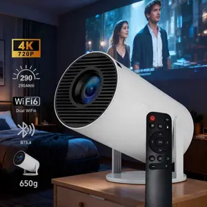 Android Mini Projector 290 lumen Dual WiFi Decode Auto Keystone Correction 4K 720P Android Wireless BT5.4 130" Screen Built-in Speaker 180° Rotatable Smart Mini Portable mobile Home Cinema Outdoor Audio Gift projector 650g outdoor projector
