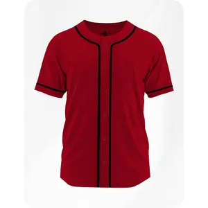 Exxact Sports Blank Baseball Jersey Men, Full Button Down Plain Baseball Jersey, Sports Uniforms Men Women Jersey - (Red) Baseball Jersey for Fans
