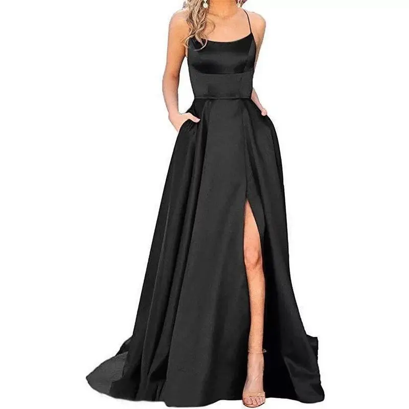 Bridesmaid Dress Long Long Dress off-the-Shoulder Bridesmaid Evening Dress Womenswear Comfort Sleeveless Spaghetti Strap(gift)