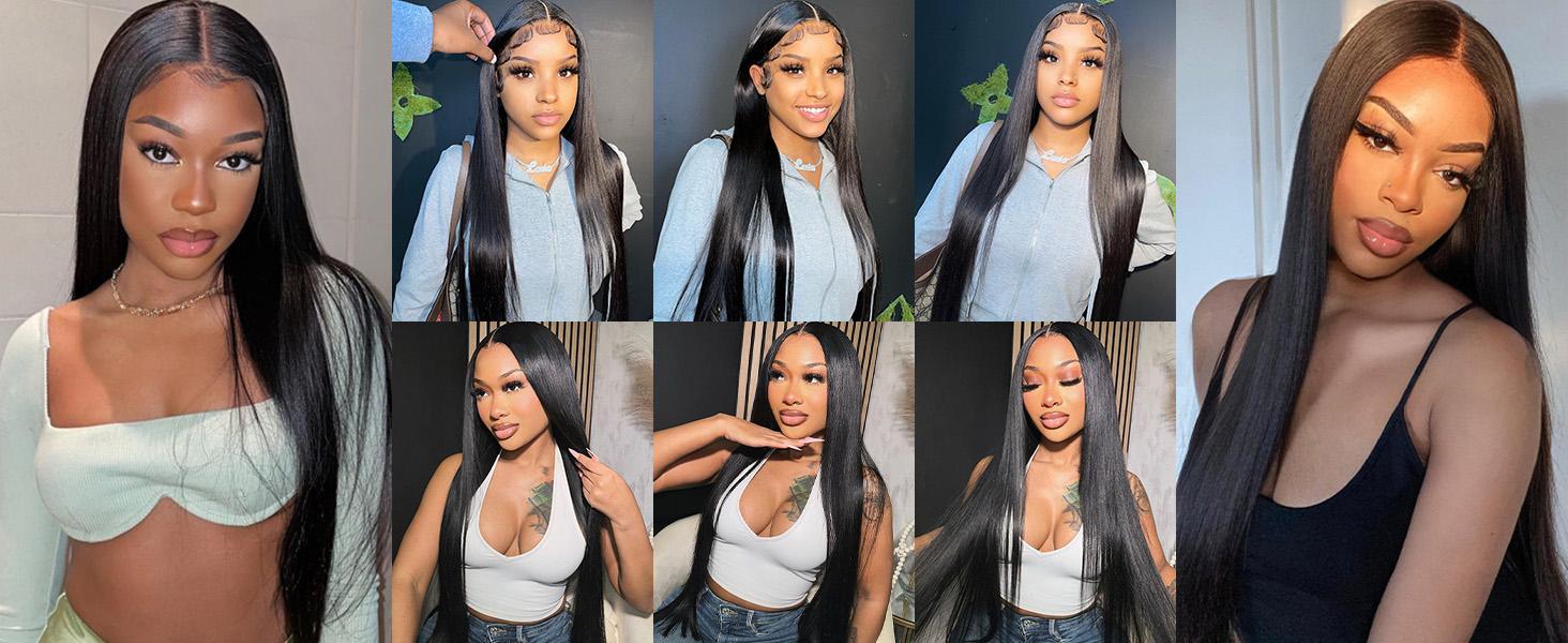 Tuneful 13x6 Lace Front Wigs Human Hair for Women Straight Hair 180 Density HD Transparent Lace Front Wigs Human Hair Pre Plucked with Baby Hair Natural Black Color SummerVibes Tuneful 13x6 Lace Front Wigs Human Hair for Women Straight Hair 180 Density HD Transparent Lace Front Wigs Human Hair Pre Plucked with Baby Hair Natural Black Color SummerVibes