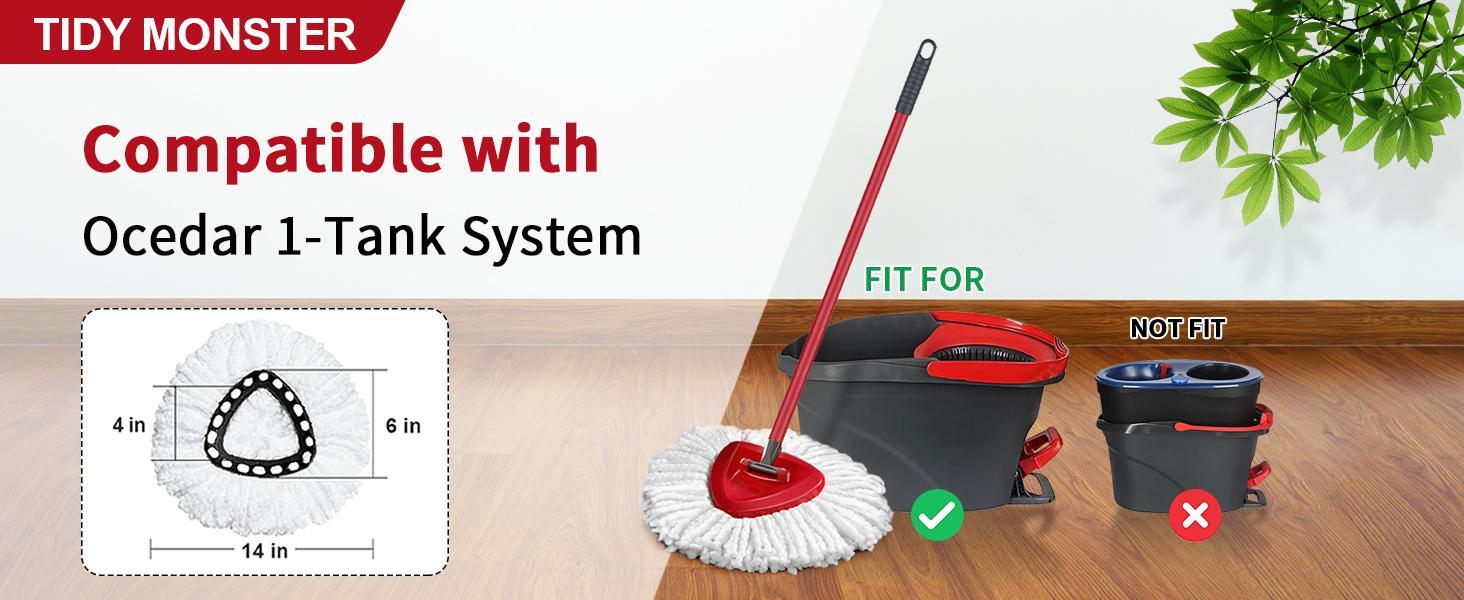 For O-Cedar Mop Head Refill, Mop Head & Scrub Brush Replacement for EasyWring 1 Tank System, Spin Mop Accessories, Cleaning Supplies