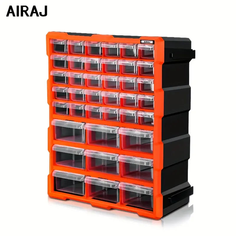 AIRAJ 18-grid, 39-grid,60-grid drawer parts storage cabinet; wall-mounted plastic hardware storage rack; detachable compartmented small parts drawer organizer (suitable for screws, nuts, bolts); ideal for garages, workshops, craft project label sticker