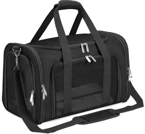 Soft Sided Pet Carrier for Cats & Small Dogs – Collapsible Travel Carrier Bag with Mesh Ventilation, Shoulder Strap & Removable Mat, Up to 16 lbs