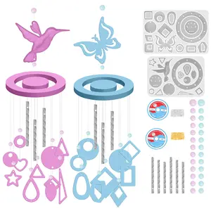 2 Set Silicone Resin Molds Set for Wind Chime - Hummingbird & Butterfly Epoxy Resin Casting Molds,DIY Hand Craft Tool for Home Decoration