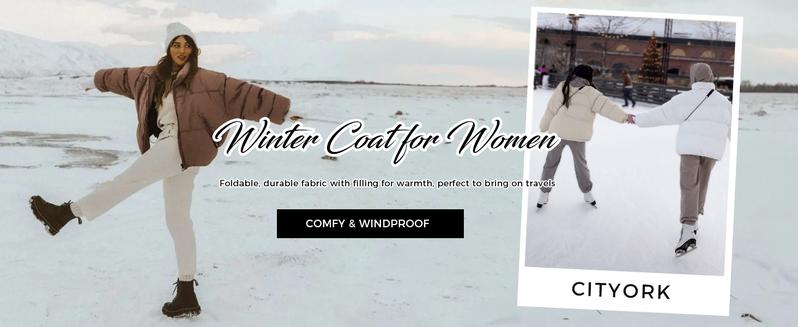 Polu Women's Puffer Jackets Oversized Long Sleeve Winter Zipper Coat Warm Quilted Jackets with Pockets