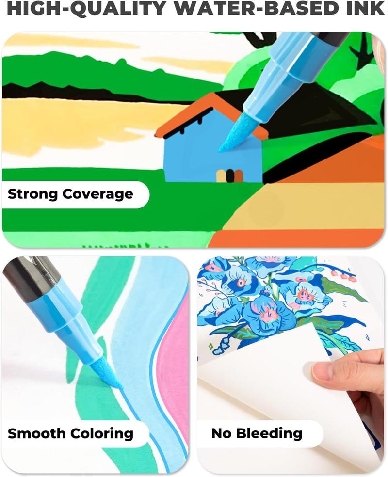 [JusArt] 72 Colors Dual Tip Acrylic Paint Markers, Acrylic Paint Pens with Brush Tip and Fine Tip, Acrylic Pens for Rock Painting, Stone, Glass, Wood, DIY Crafts, Acrylic Paint Markers, Markers for Coloring, Art Supplies, Coloring Supplies