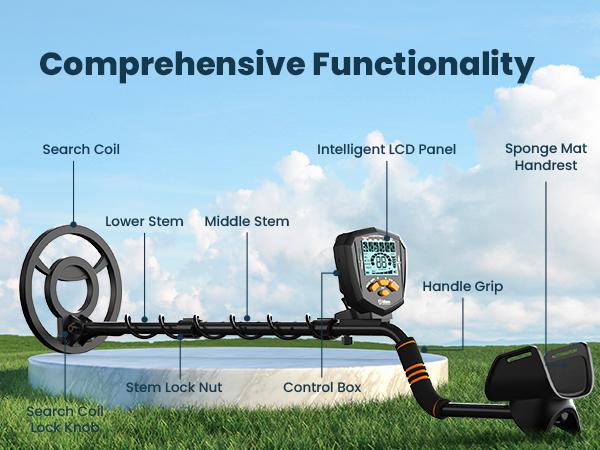 10-OFF! GoGonova Waterproof Metal Detector for Adults,  Professional Higher Accuracy Gold Detector with LCD Display, 6 Mode, Advanced DSP Chip 10" Coil, 39.3'' to 59.3" Adjustable