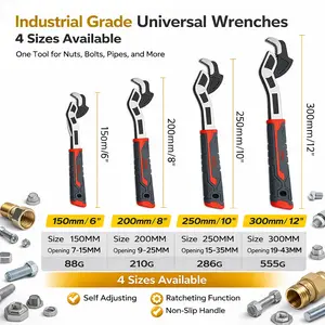 SnapFixMate Multifunctional Self-locking Wrench, 6, 8, 10, 12 Inch Multi-model Pipe Flexible Wrench, Quick Opening Heavy Duty Wrench For Water Heating Pipes