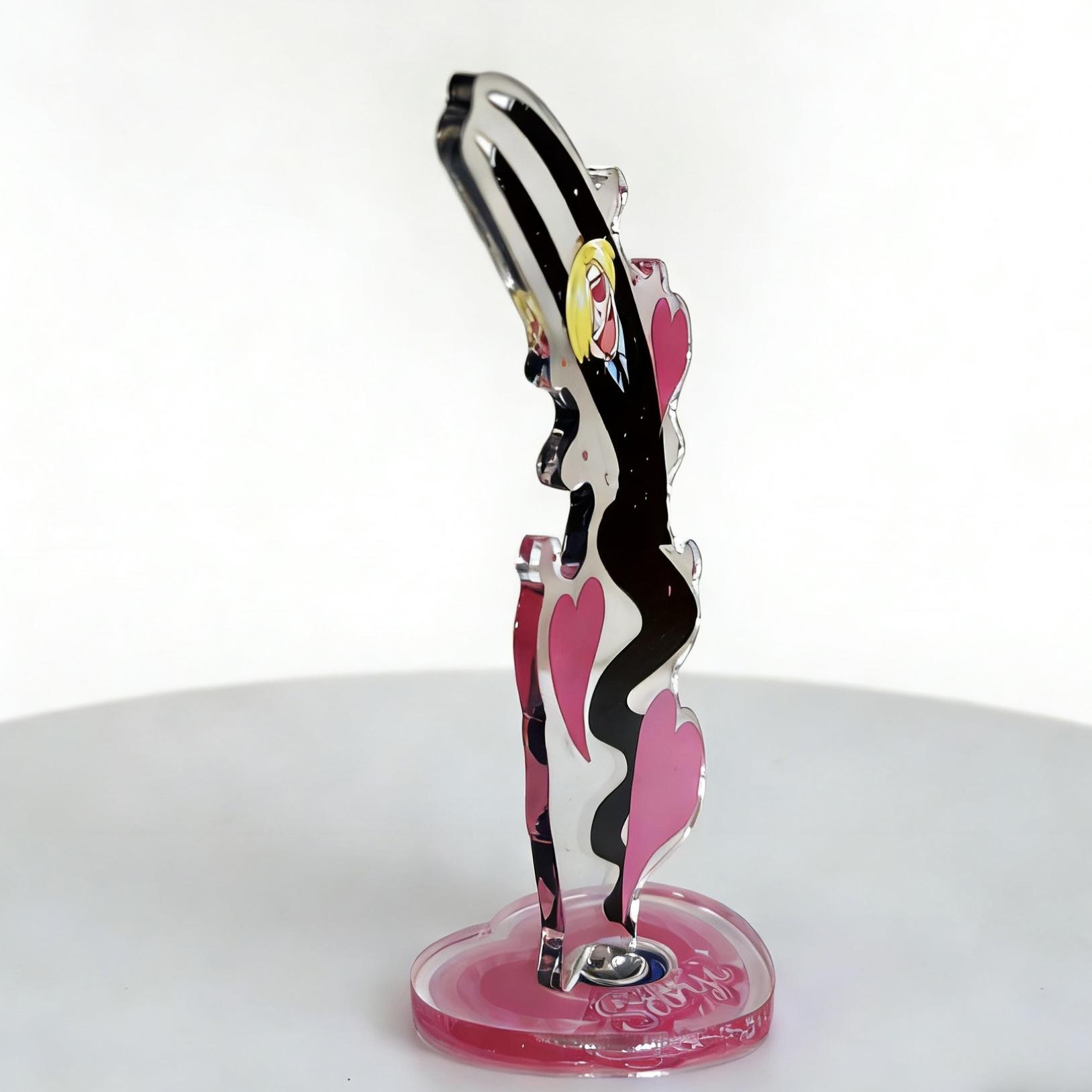 One Piece Sanji Rotating Acrylic Stand Figure, Funny Heart Eyes Design Anime Desktop Ornament, Cartoon Character Table Decor, Fans Collection Gift, Figurine